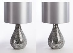 (R10B) Lighting. 2 X Large Mosaic Lamp Silver (New)