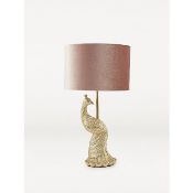 (R10A) Lighting. 3 X Resin Peacock Table Lamp (New – May Have Failed To Deliver Label)