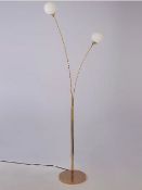 (R9G) Lighting. 1 X Gold & White Orb Floor Lamp (New – May Have Failed To Deliver Label)