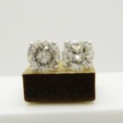 Round brilliant-cut diamond solitaire studs of 2.53 carats, boxed.