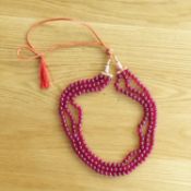 3-strand 605.00 carat (approx) earth-mined ruby bead necklace