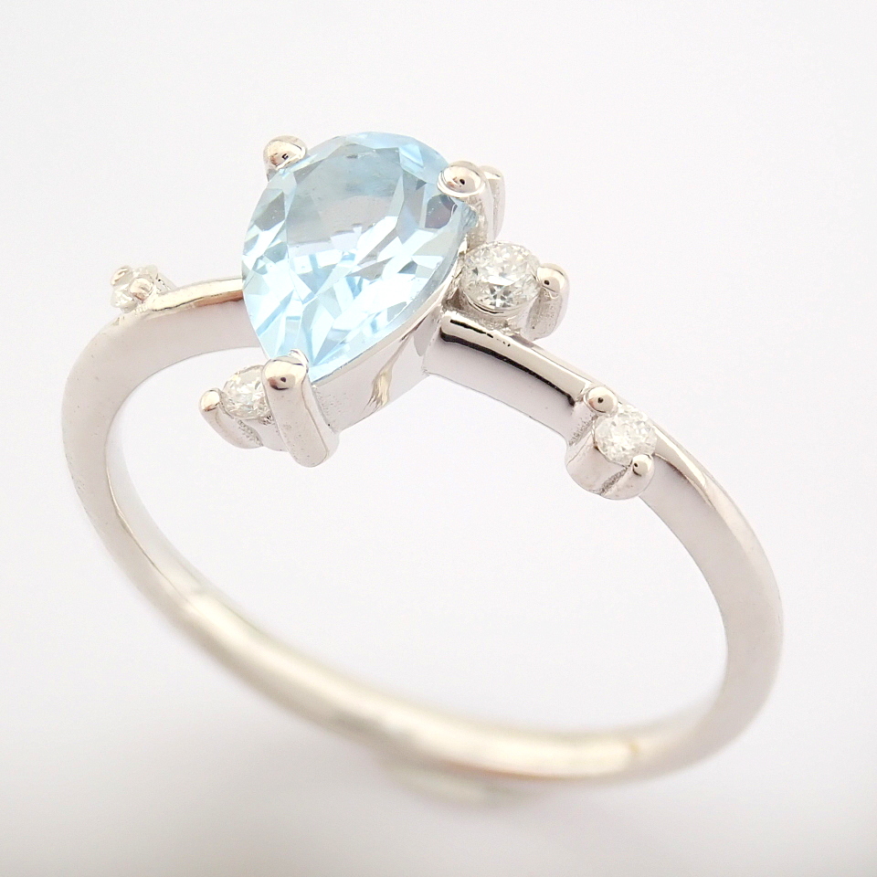 14K White Gold Diamond & Swiss Blue Topaz Ring - Image 8 of 12