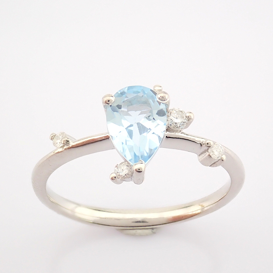 14K White Gold Diamond & Swiss Blue Topaz Ring - Image 3 of 12