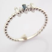 14 kt. White gold - Ring - 0.15 Ct. Diamond - Sapphire