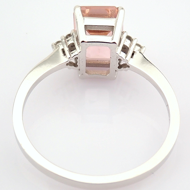 14K White Gold Diamond & Morganite Ring - Image 4 of 6