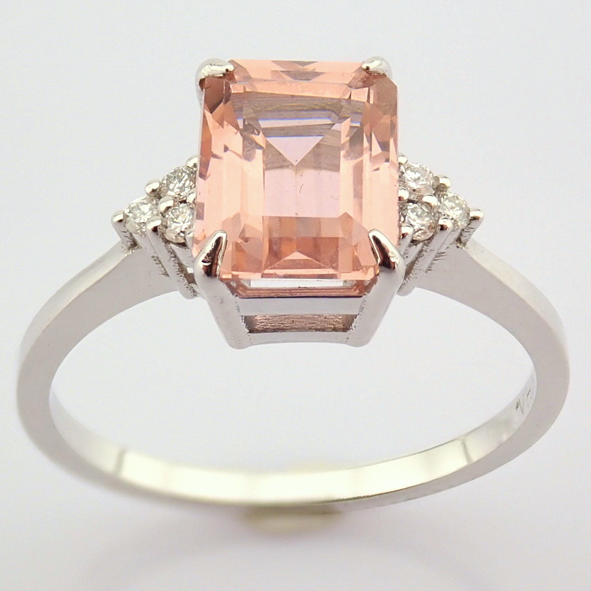 14K White Gold Diamond & Morganite Ring - Image 5 of 6