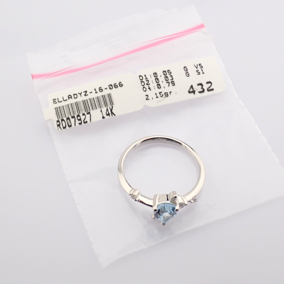 14K White Gold Diamond & Swiss Blue Topaz Ring - Image 7 of 12
