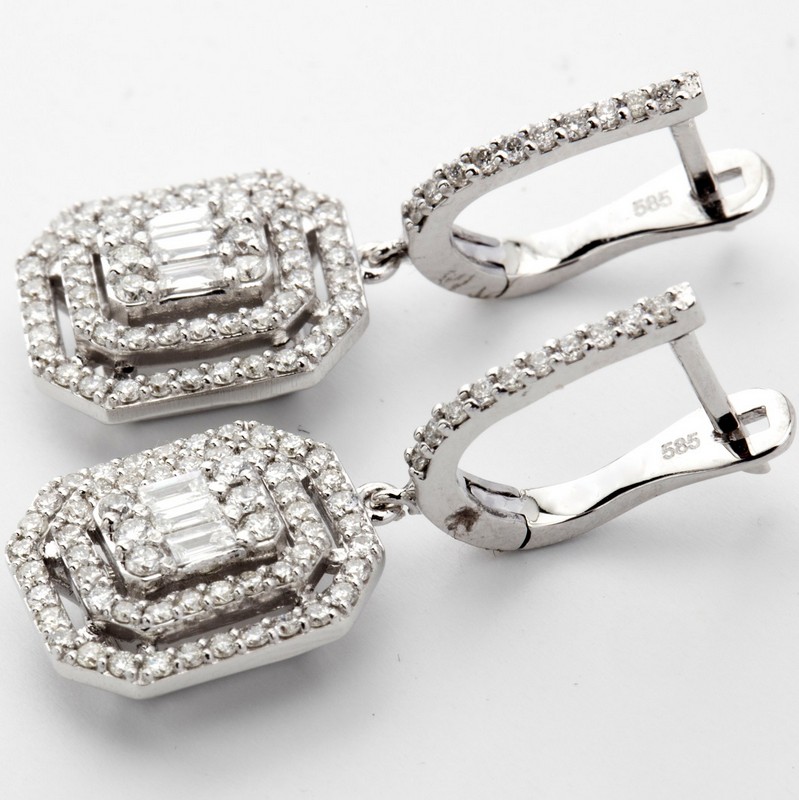 14 kt. White gold - Earrings - 1.14 Ct. Diamond - Image 4 of 4