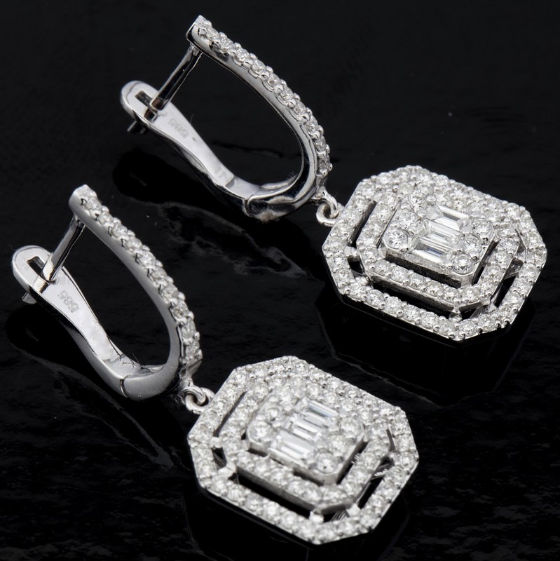 14 kt. White gold - Earrings - 1.14 Ct. Diamond - Image 3 of 4