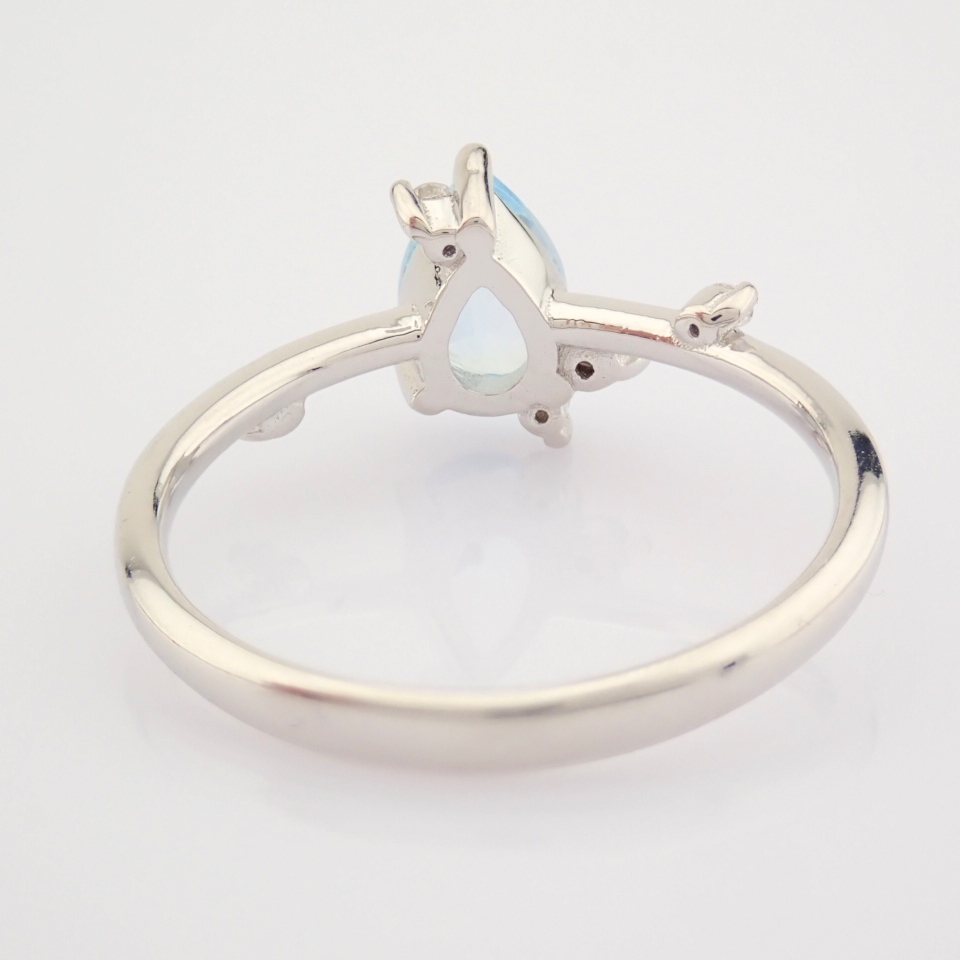 14K White Gold Diamond & Swiss Blue Topaz Ring - Image 11 of 12