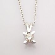 14 kt. White gold - Necklace with pendant - 0.12 Ct. Diamond