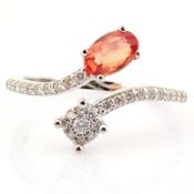 14K White Gold Diamond & Pink Sapphire Ring