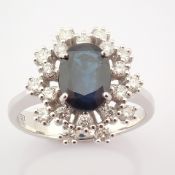 18K White Gold Sapphire Cluster Ring Total 1.45 Ct.