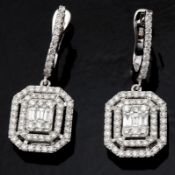14 kt. White gold - Earrings - 1.14 Ct. Diamond