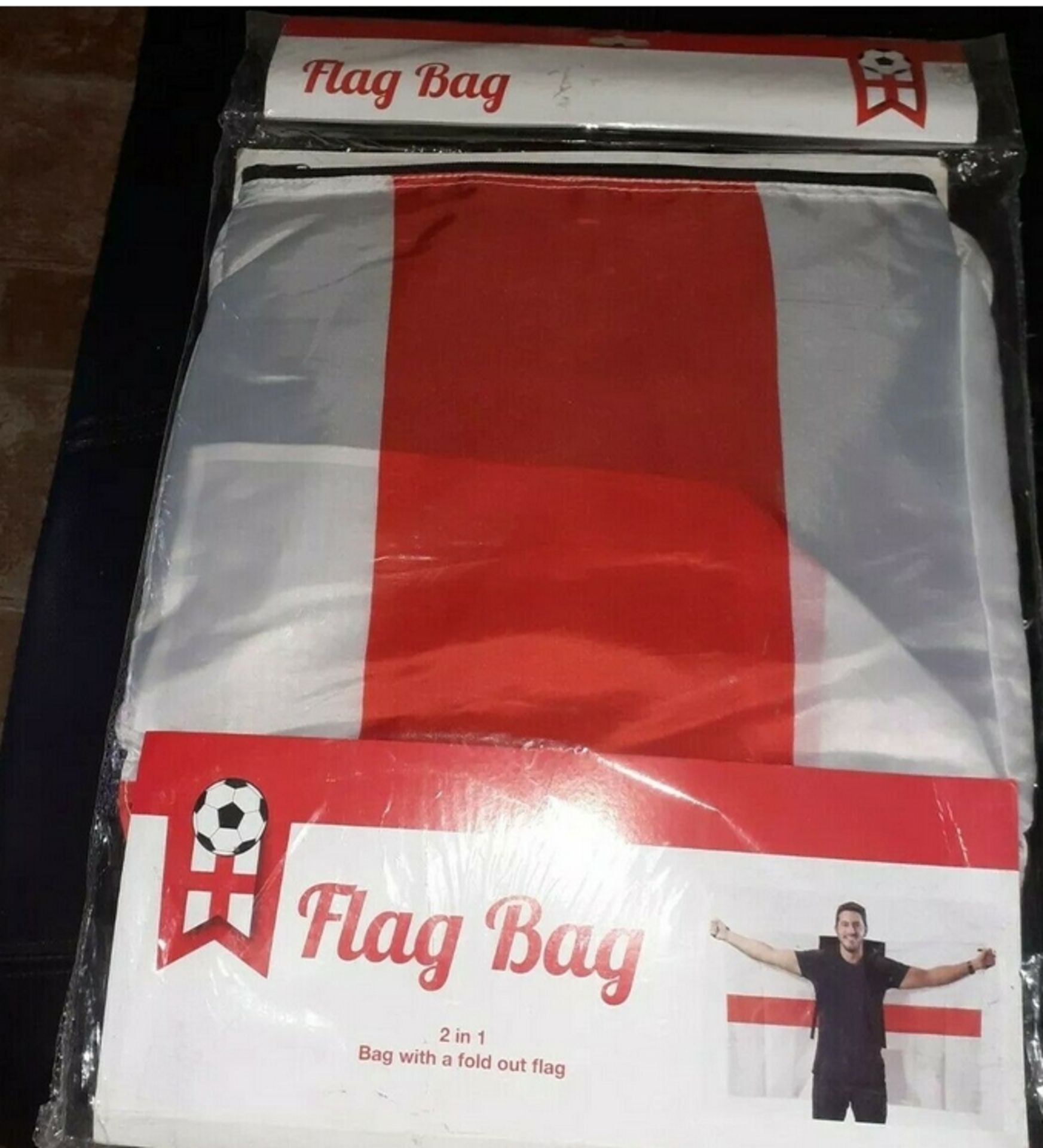 20 x back pack bags ,with a huge fold out flag. rrp upto £17.99 each - Image 3 of 3