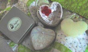 12 x heart shaped damask box with glass heart packed in a beautiful box.