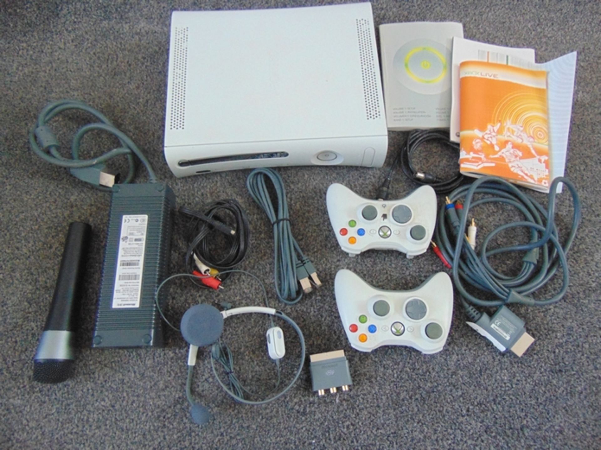 X box 360 comes with power unit loads of leads 2 hand controllers etc,