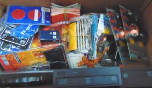 Large box of stuff, includes sticky back vinyl, car fresheners, marker lights,