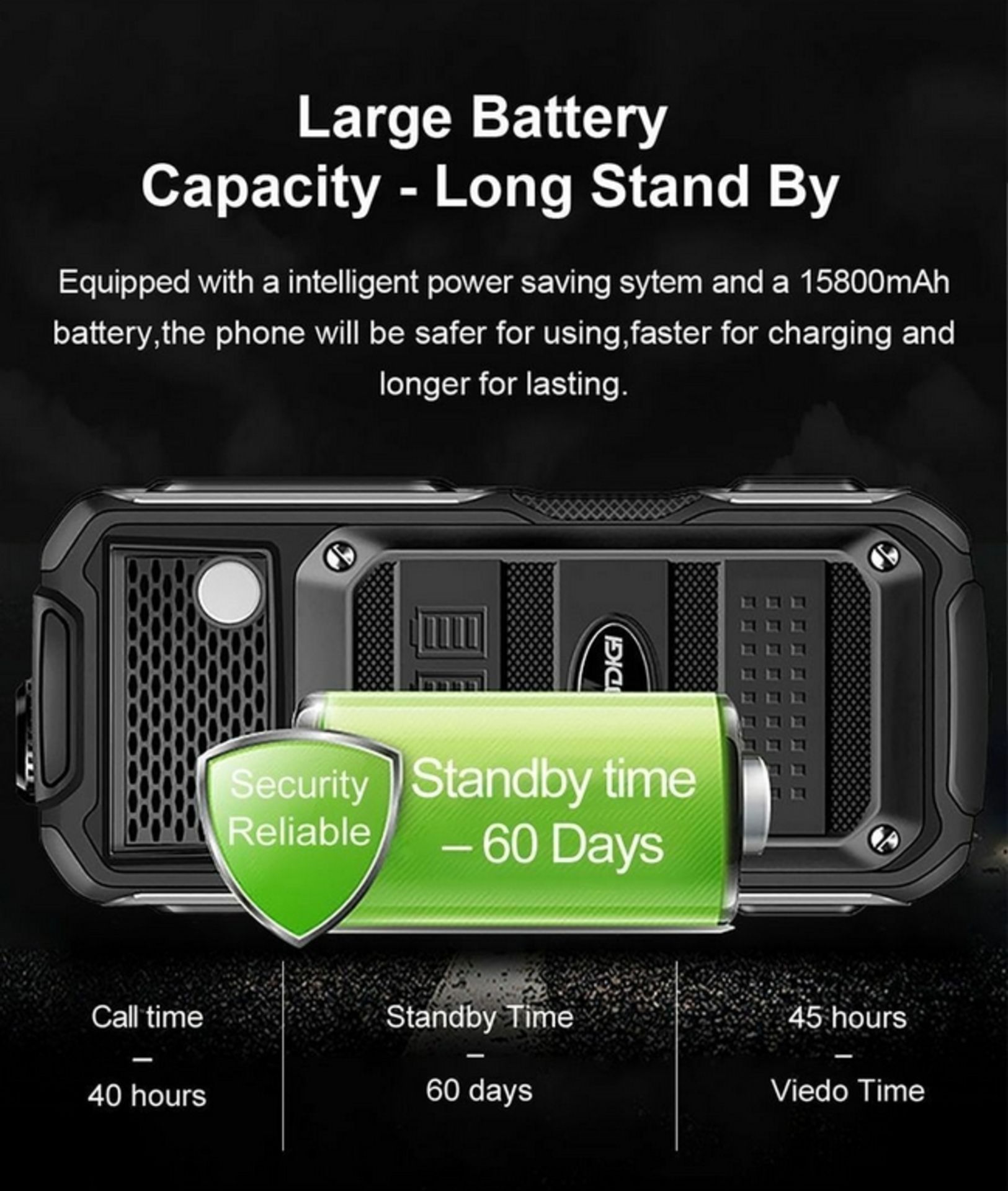 Mobile phone dual sim shockproof radio 15800mah power bank flashlight - Image 4 of 5