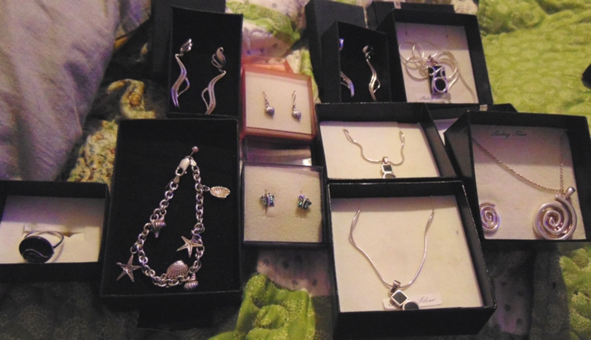 10 brand new sterling silver jewellery items, includes bracelets, necklaces and earrings