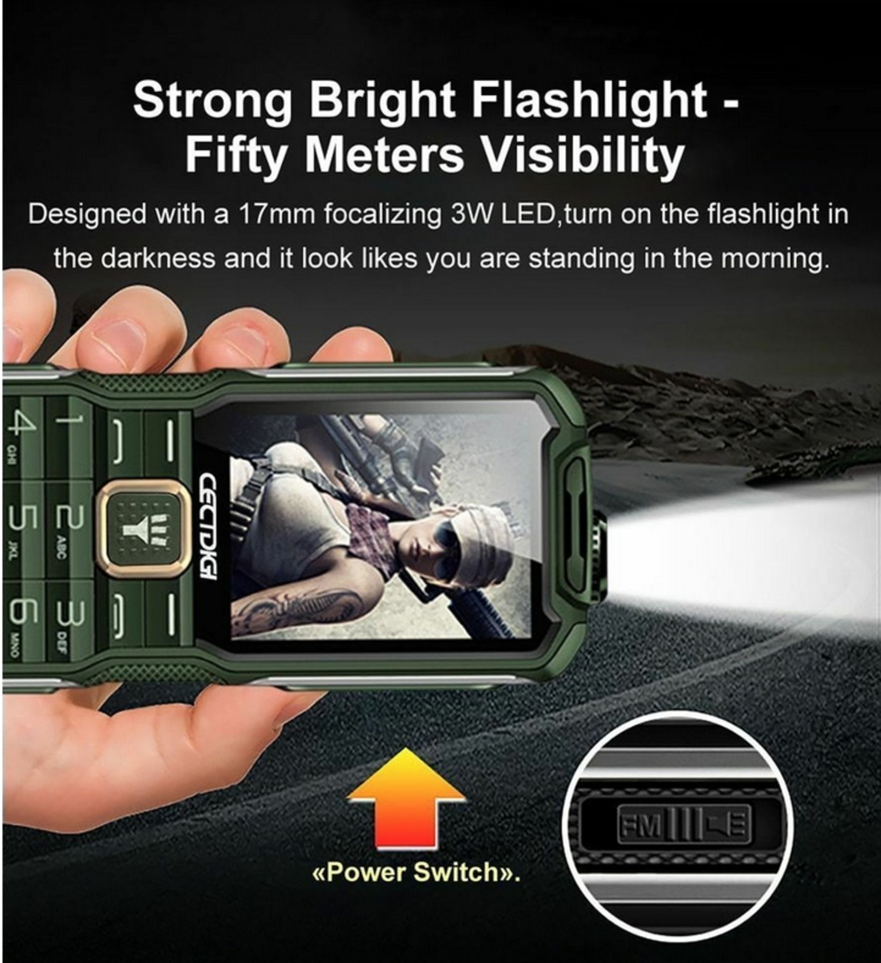 Mobile phone dual sim shockproof radio 15800mah power bank flashlight - Image 5 of 5