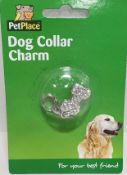 72 animal charms for fitting to there collars, several designs brand new in retail