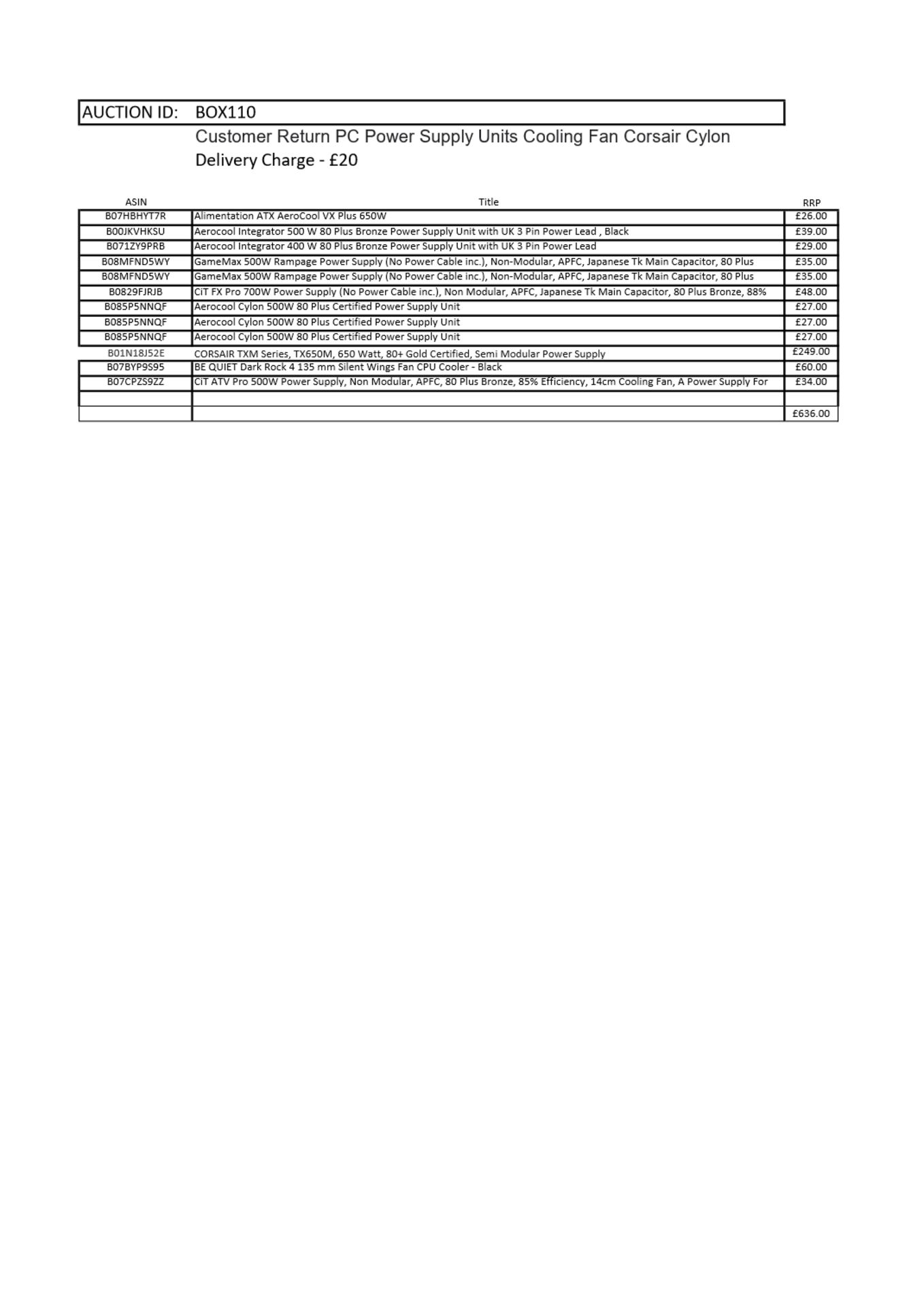 Customer Returns PSU's & PC Parts - 12 Items RRP £ 636 - BOX110 - Image 2 of 2