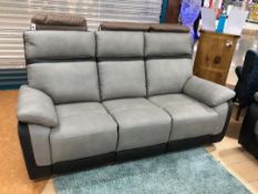 Brand new boxed 3 seater vermont two tone cloud/shadow electric reclining sofa with usb