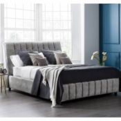 Brand new boxed 5'0 (kingsize) Roma bedstead in ashley grey fabric