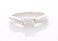 18k White Gold Fancy Claw Set Diamond Ring 0.70 Carats