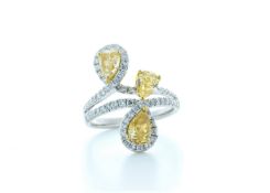 18k White Gold Natural Fancy Yellow Diamond Ring 2.48 Carats