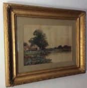 Antique Watercolour ""The River Ouse Bedfordshire"" by Wellesley Cotterell