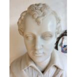 A Carved Marble Bust of Lord Byron (George Gordon BYRON 1788 -1824)