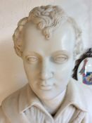 A Carved Marble Bust of Lord Byron (George Gordon BYRON 1788 -1824)