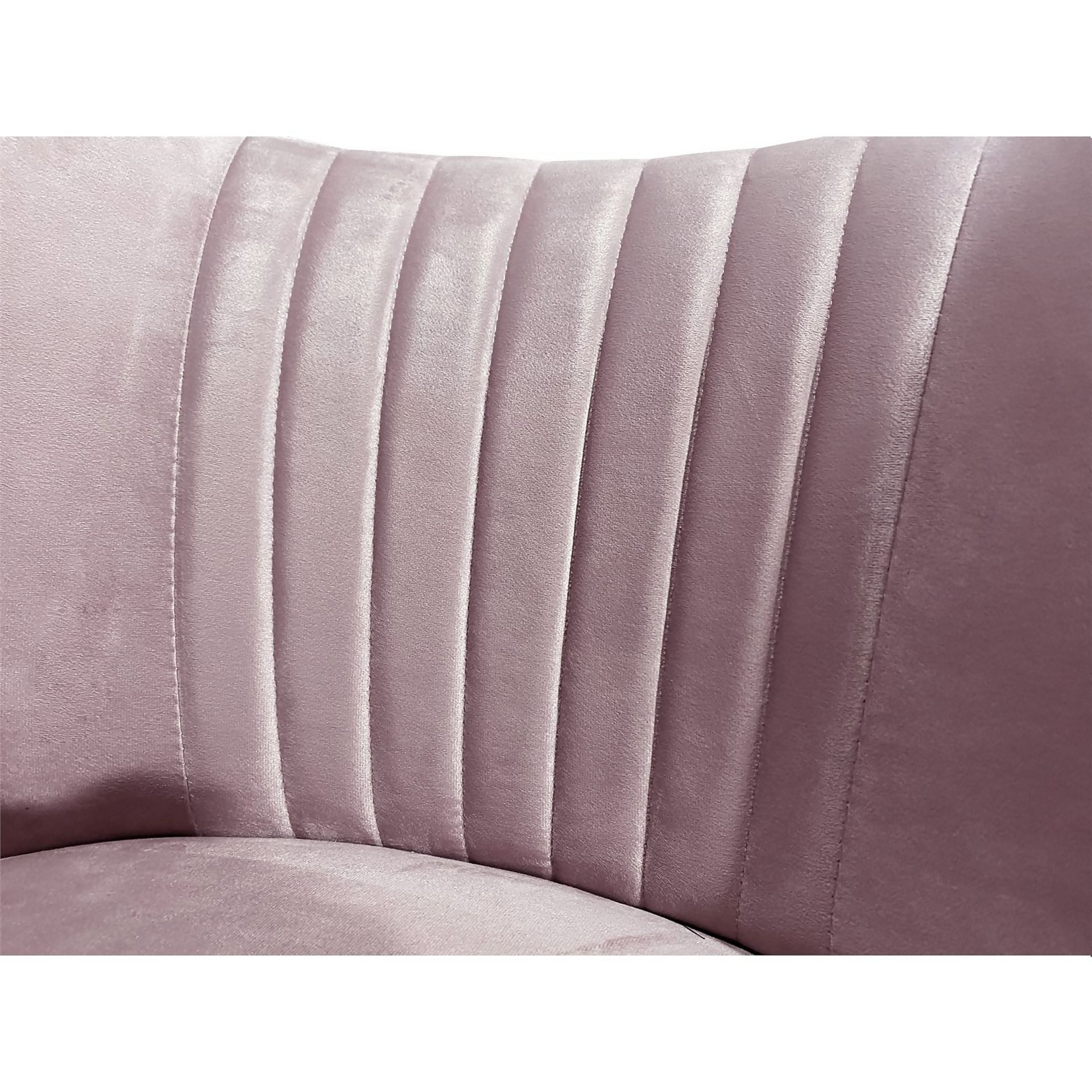 (R3P) 1 X Sophia Occasional Chair Blush. Velvet Fabric Cover With Metal Legs. (H77xW64xD71cm) - Image 5 of 6