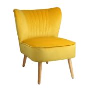 (R3J) 1 X Occasional Chair Ochre. Velvet Fabric Cover With Rubberwood Legs (H72 x W60 x D70cm)
