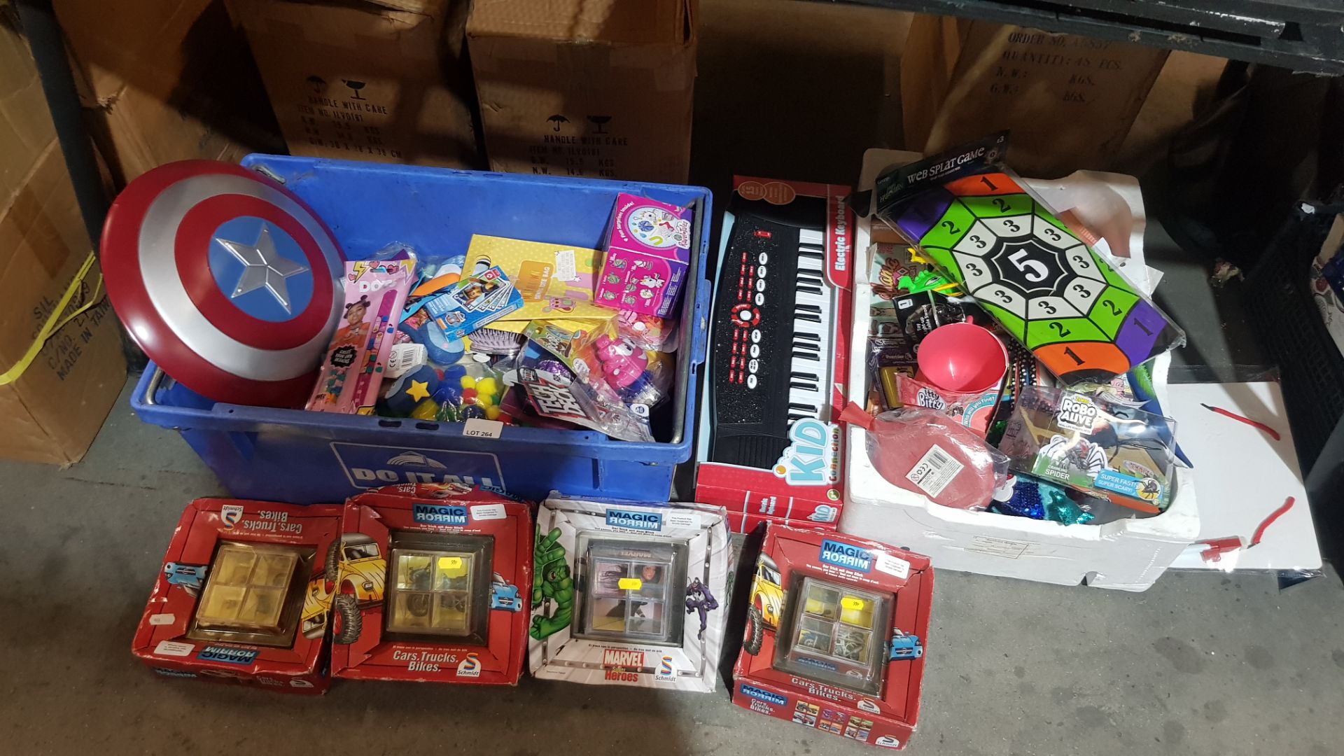 (R15) Toys. Mixed Toys To Include Captain America Shield, Kid Connection Electric Keyboard. Tec