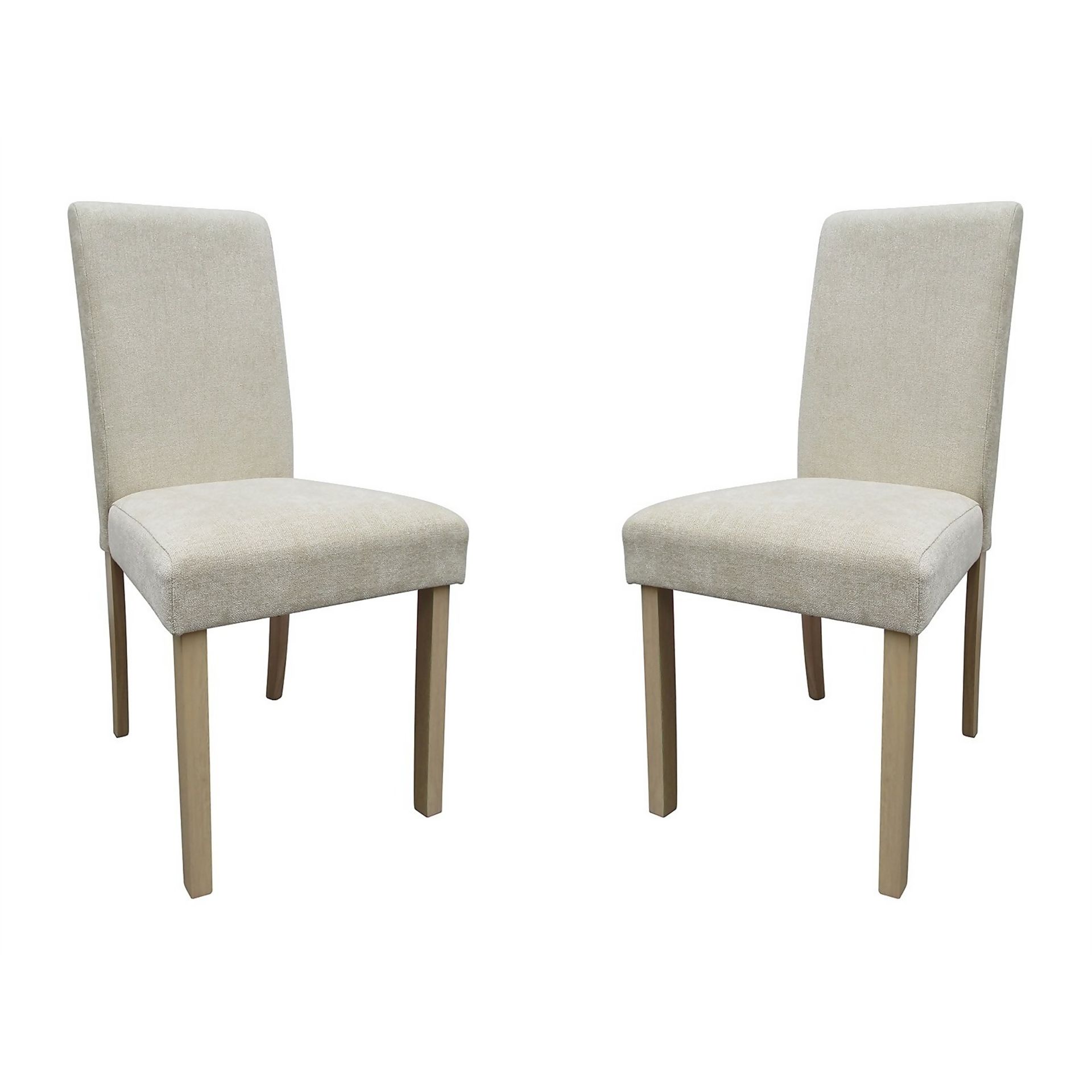 (R3I) 2 X Diva Dining Chairs Grey Upholstered Seats With Solid Rubberwood Legs (Twin Pack) H72xW60x