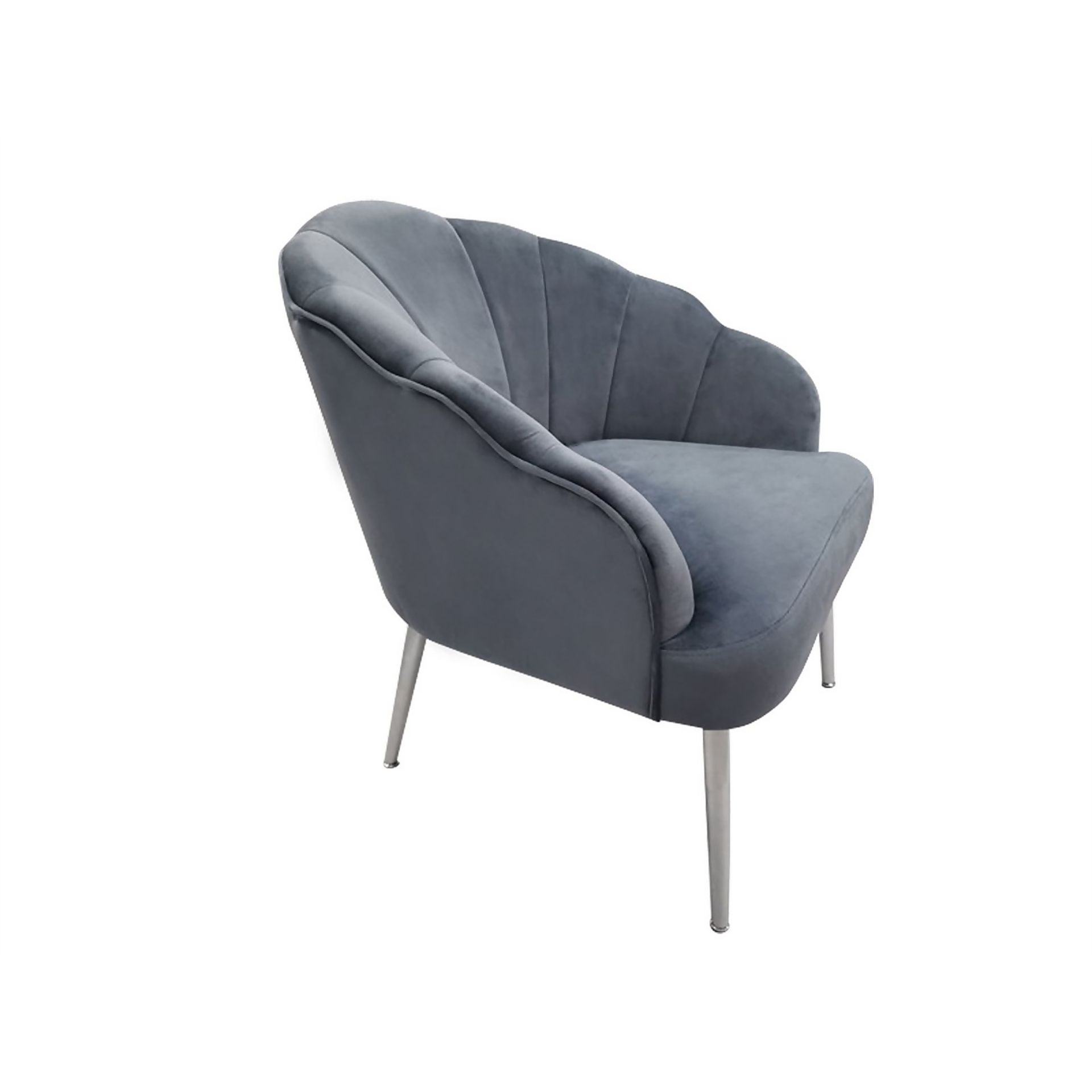 (R2P) 1 X Sophia Occasional Chair Grey. Velvet Fabric Cover. Metal Legs. (H77 x W64 x D71cm) - Image 3 of 4