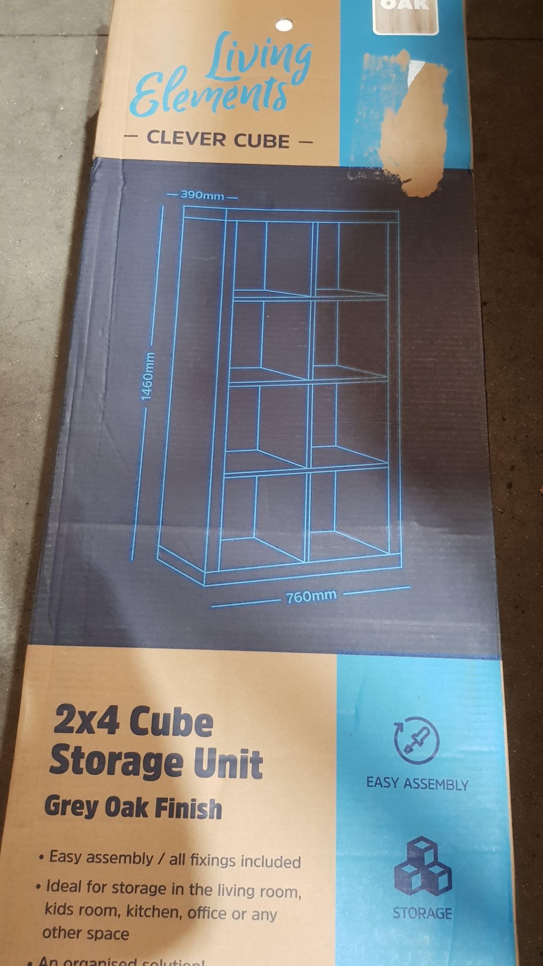 (R2L) 1 X Living Elements Clever Cube 2x4 Cube Storage Unit Oak Finish. (H1460 x W760 x D390mm) - Image 2 of 2