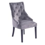 (R3K) 2 X Annabelle Velvet Chairs Grey Black Painted Rubberwood Legs (H102xW56xD72cm)