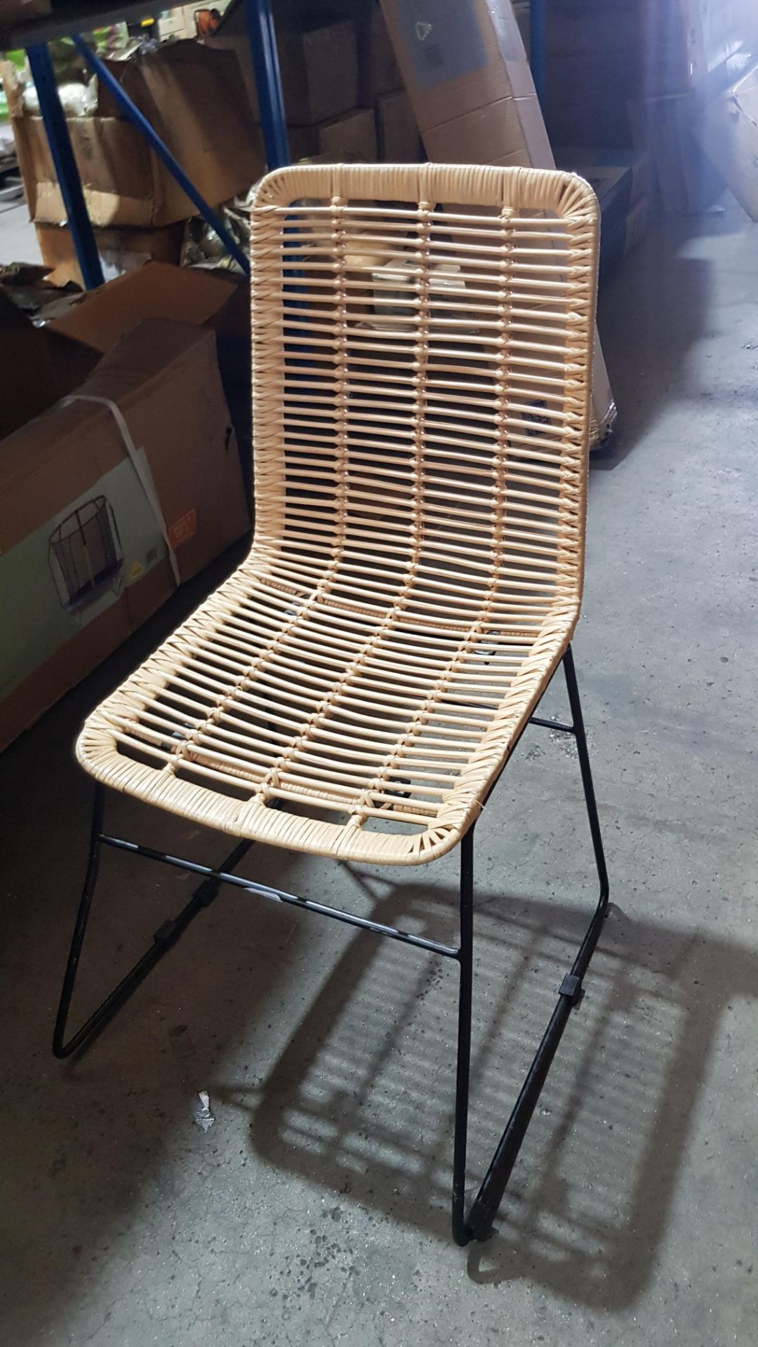 (R2L) 1 x Cast iron & Wicker Chair.