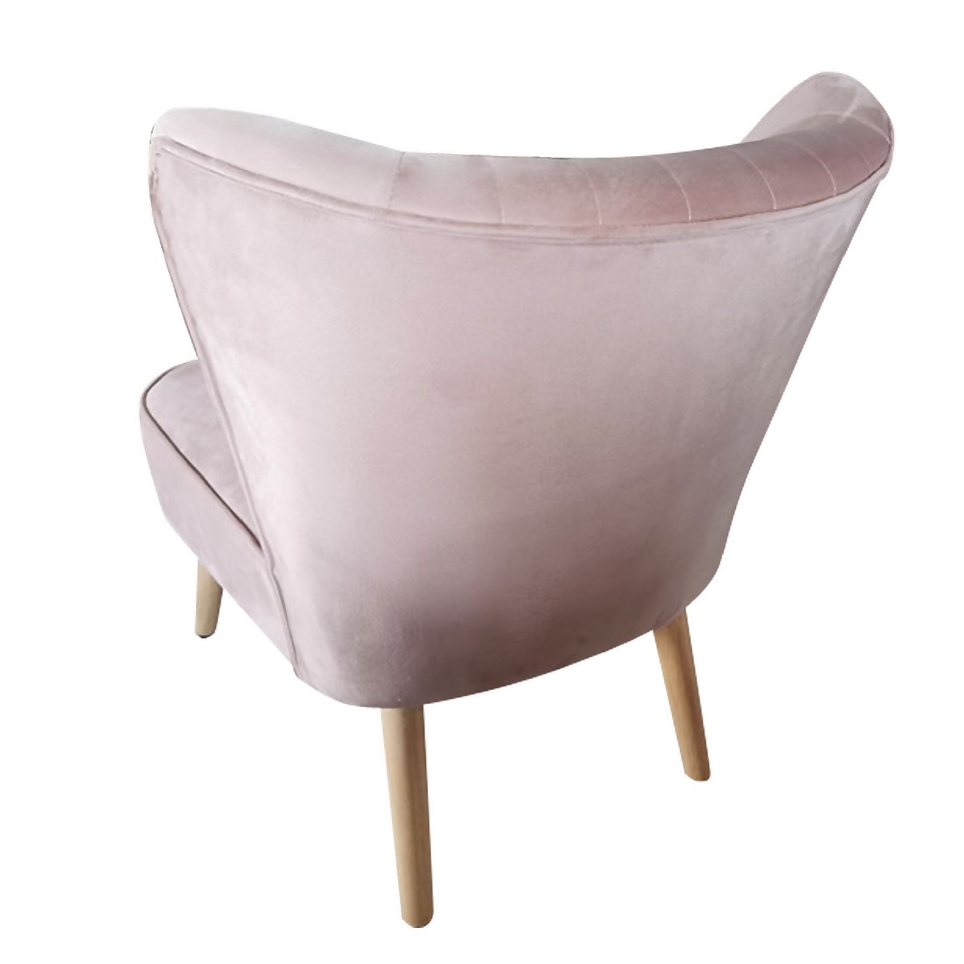 (R3I) 2 X Occasional Chair Blush. Velvet Fabric Cover With Rubberwood Legs (Legs Contained In Unit) - Image 2 of 3