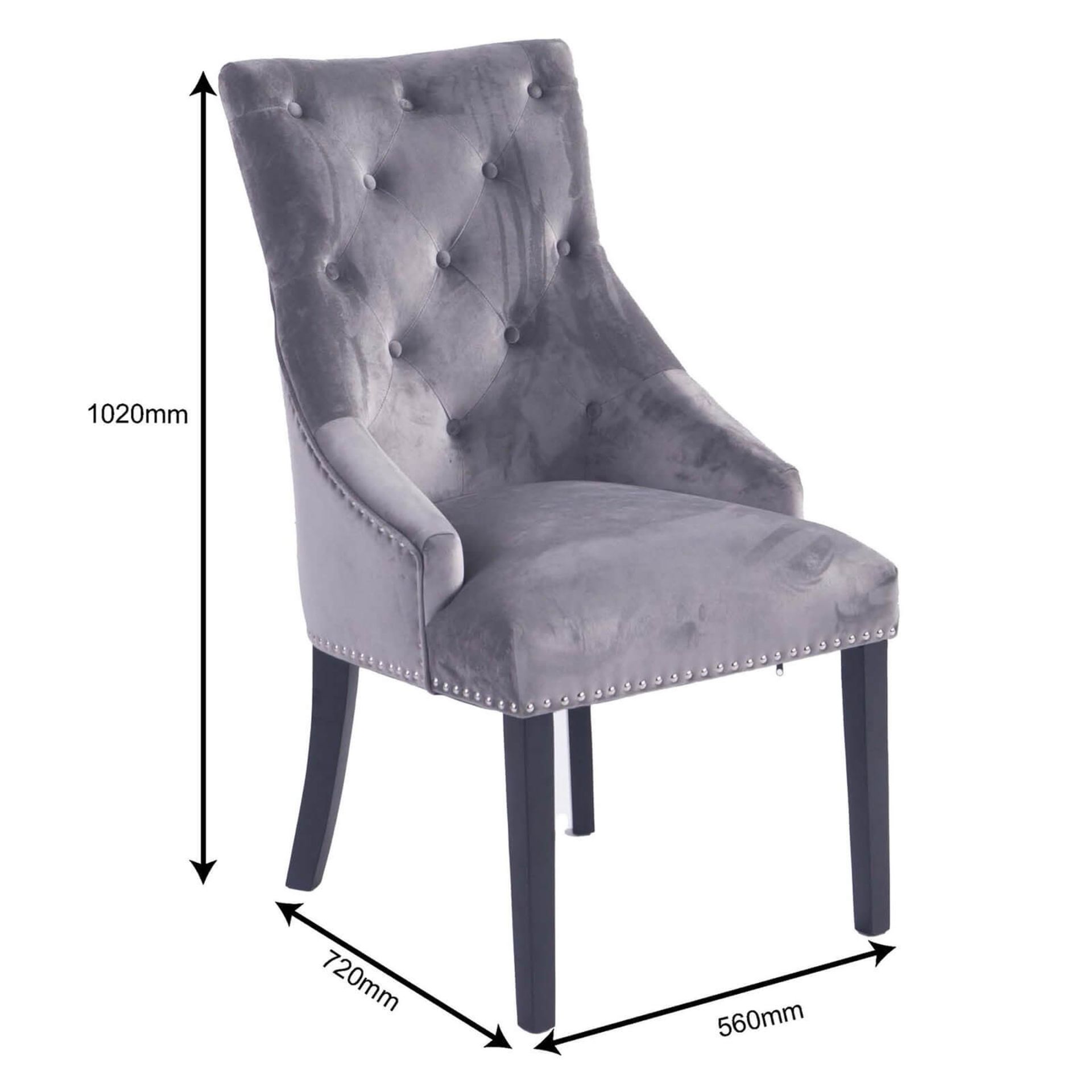 (R3K) 2 X Annabelle Velvet Chairs Grey Black Painted Rubberwood Legs (H102xW56xD72cm) - Image 5 of 6