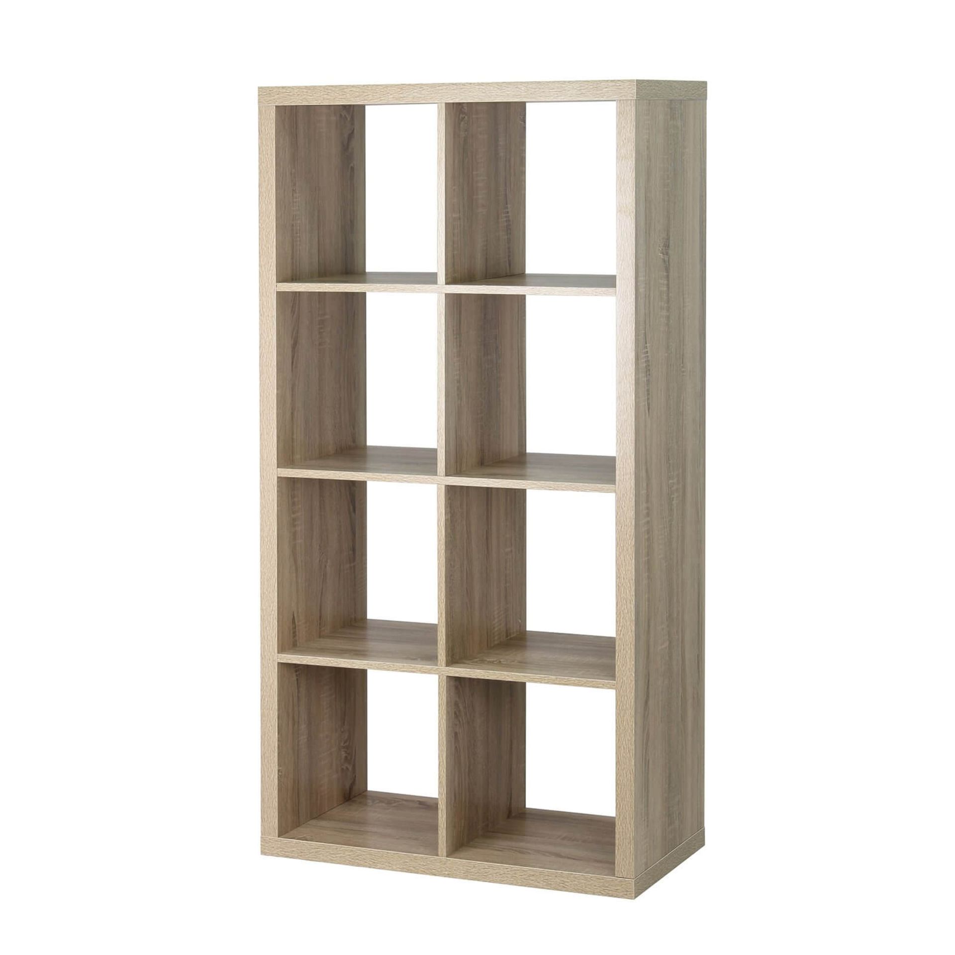 (R2L) 1 X Living Elements Clever Cube 2x4 Cube Storage Unit Oak Finish. (H1460 x W760 x D390mm)