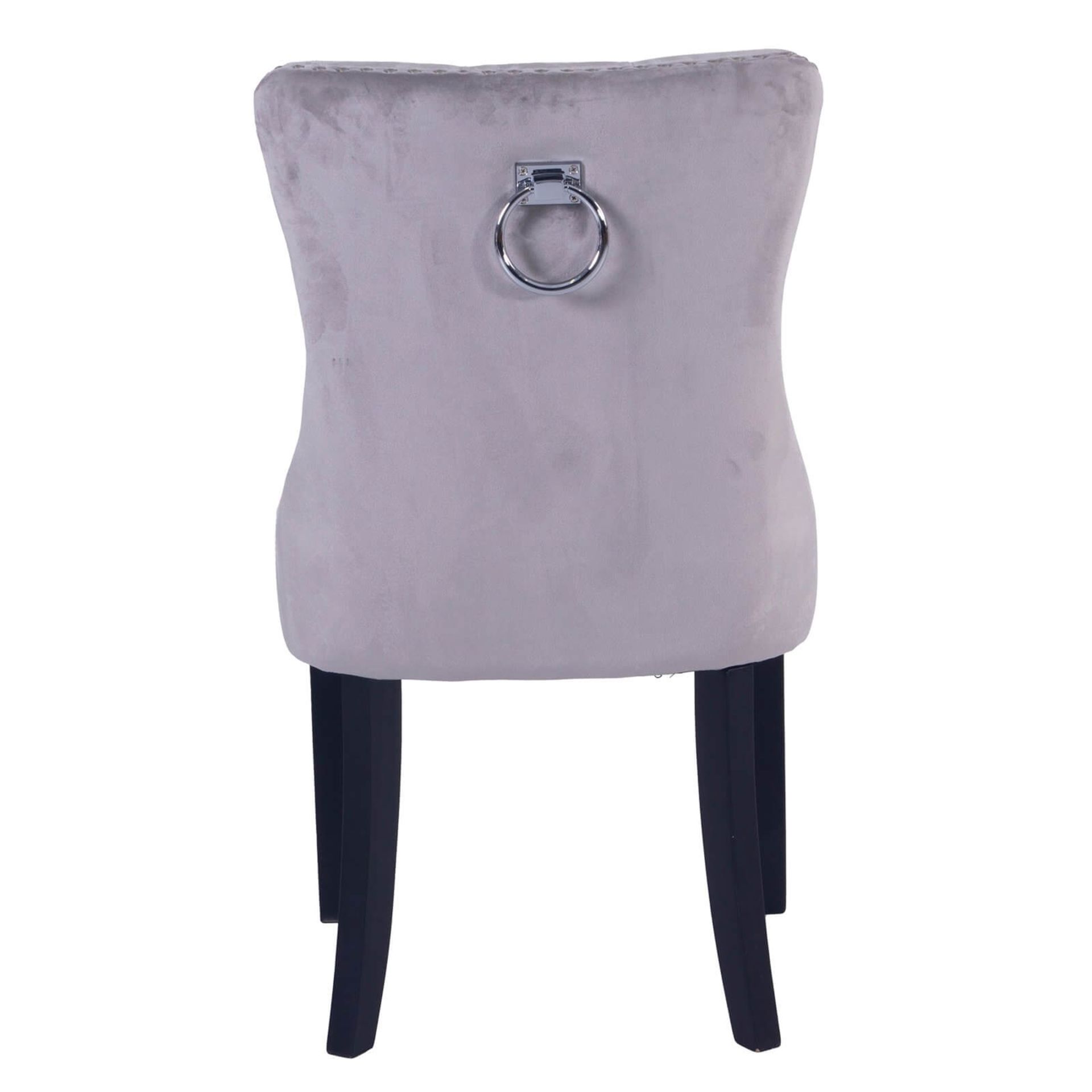 (R3K) 2 X Annabelle Velvet Chairs Grey Black Painted Rubberwood Legs (H102xW56xD72cm) - Image 4 of 7