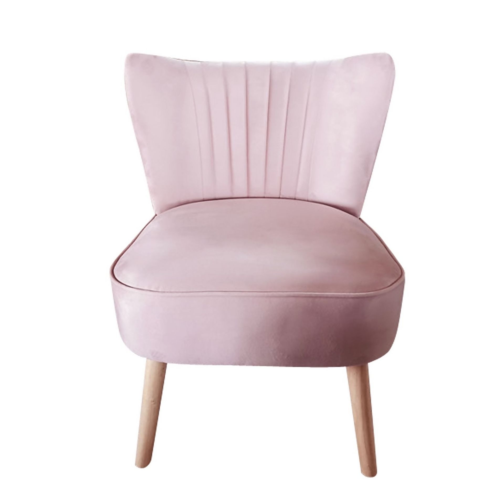 (R3P) 1 X Sophia Occasional Chair Blush. Velvet Fabric Cover With Metal Legs. (H77xW64xD71cm) - Image 4 of 6