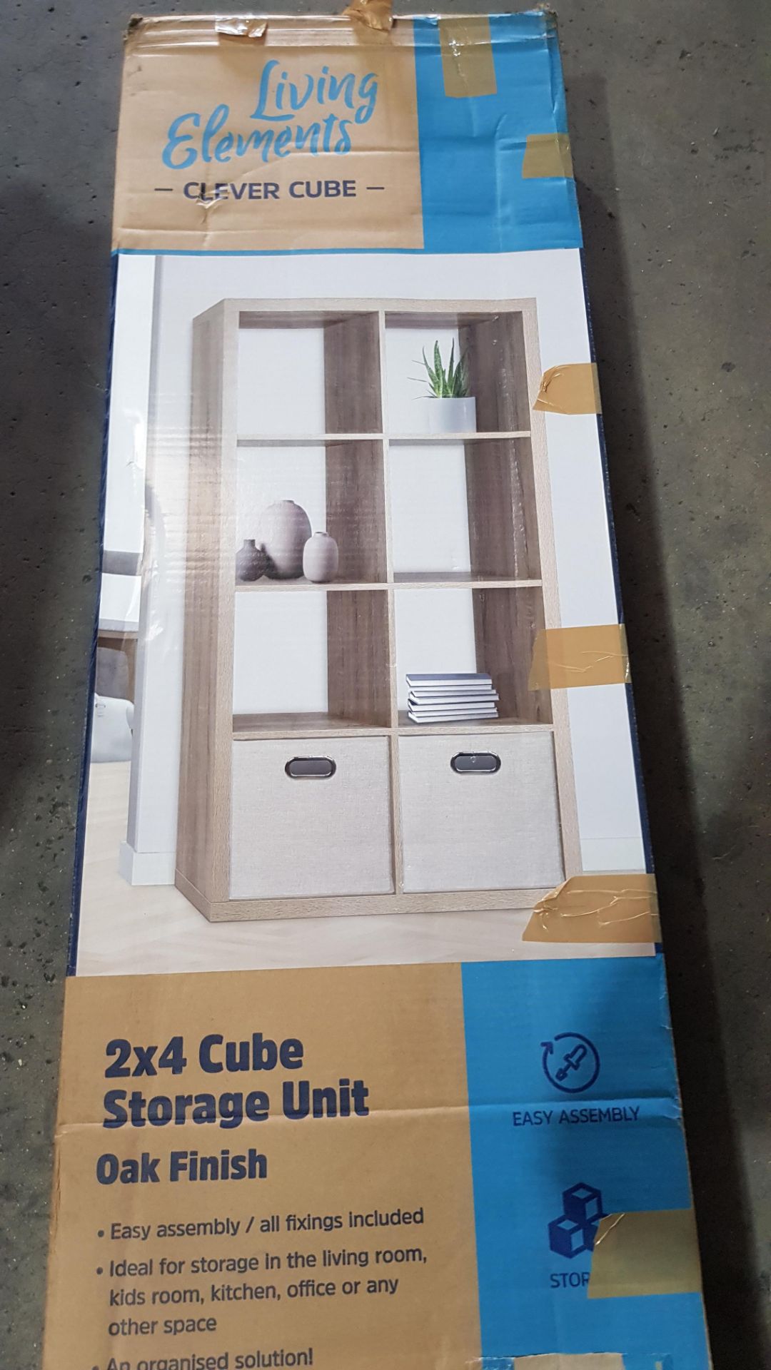 (R2I) 1 X Living Elements Clever Cube 2x4 Cube Storage Unit Oak Finish. (H1460 x W760 x D390mm) - Image 2 of 2