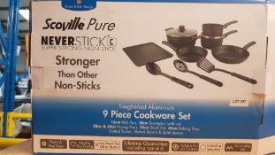 (R15F) Kitchen. 1 X Scoville Pure Never Stick C 9 Piece Toughened Aluminium Cookware Set