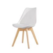 (R3I) 2 X Chloe Chair Grey, Moulded Seat With Cushion Pad. Solid Beach Wood Frame. (H83x56xD49cm)